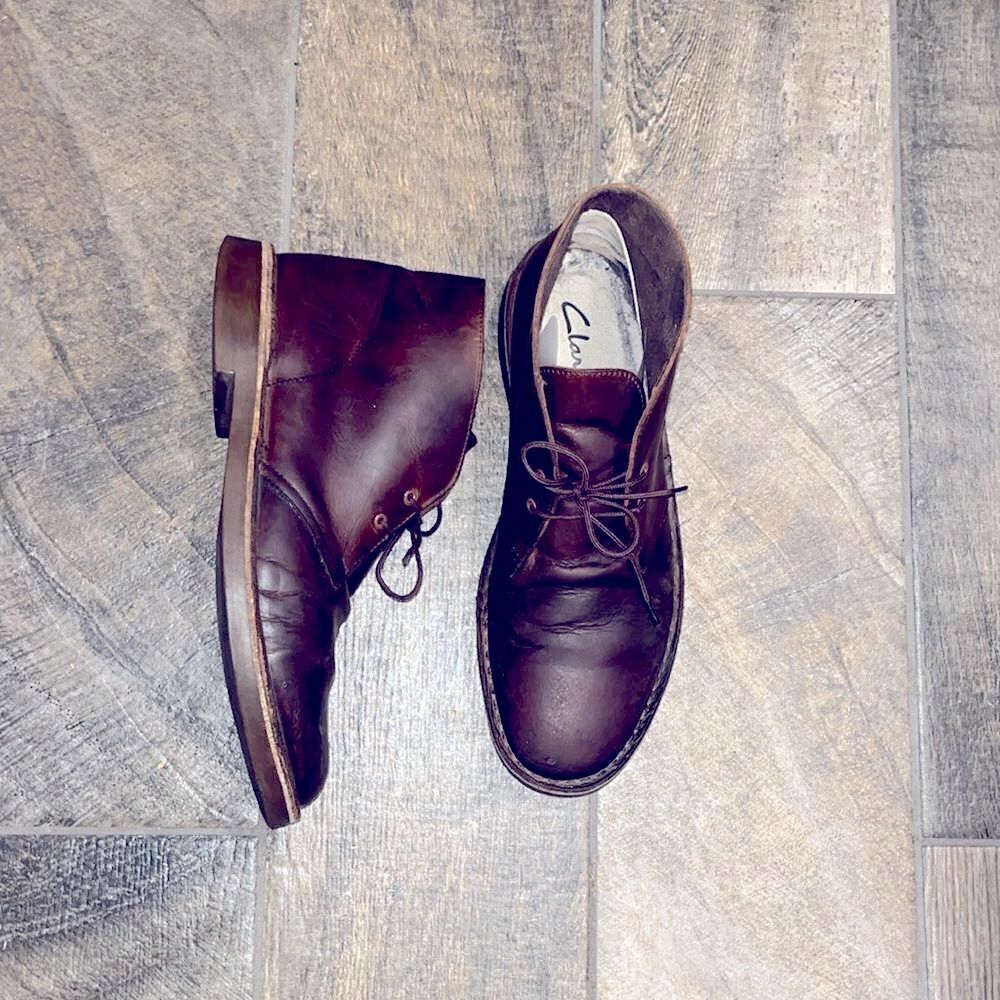 Clark’s brown leather high top boots